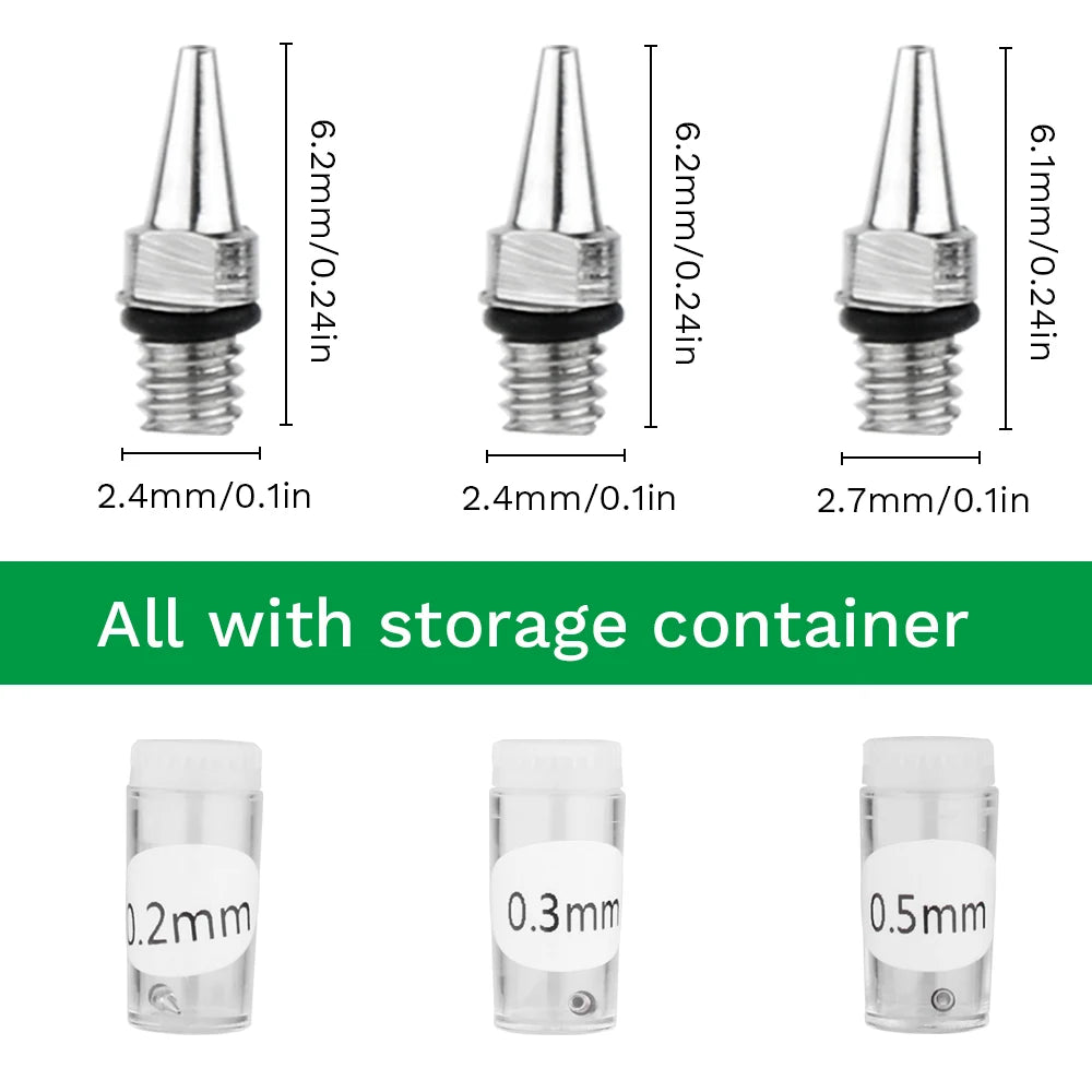 0.2mm, 0.3mm, 0.5mm Airbrush Nozzle Airbrush Needle Nozzle Cap Replacement Parts for Airbrush Spray Gun Sprayer Accessories