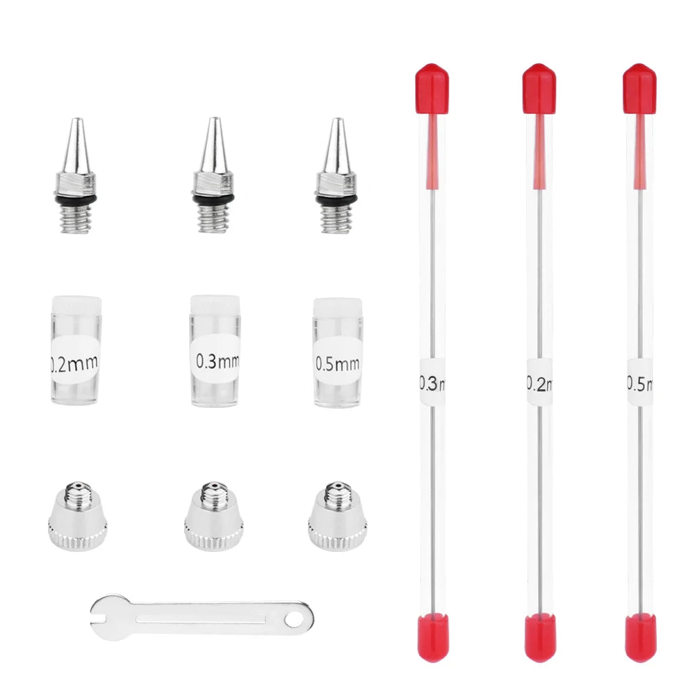 0.2mm, 0.3mm, 0.5mm Airbrush Nozzle Airbrush Needle Nozzle Cap Replacement Parts for Airbrush Spray Gun Sprayer Accessories